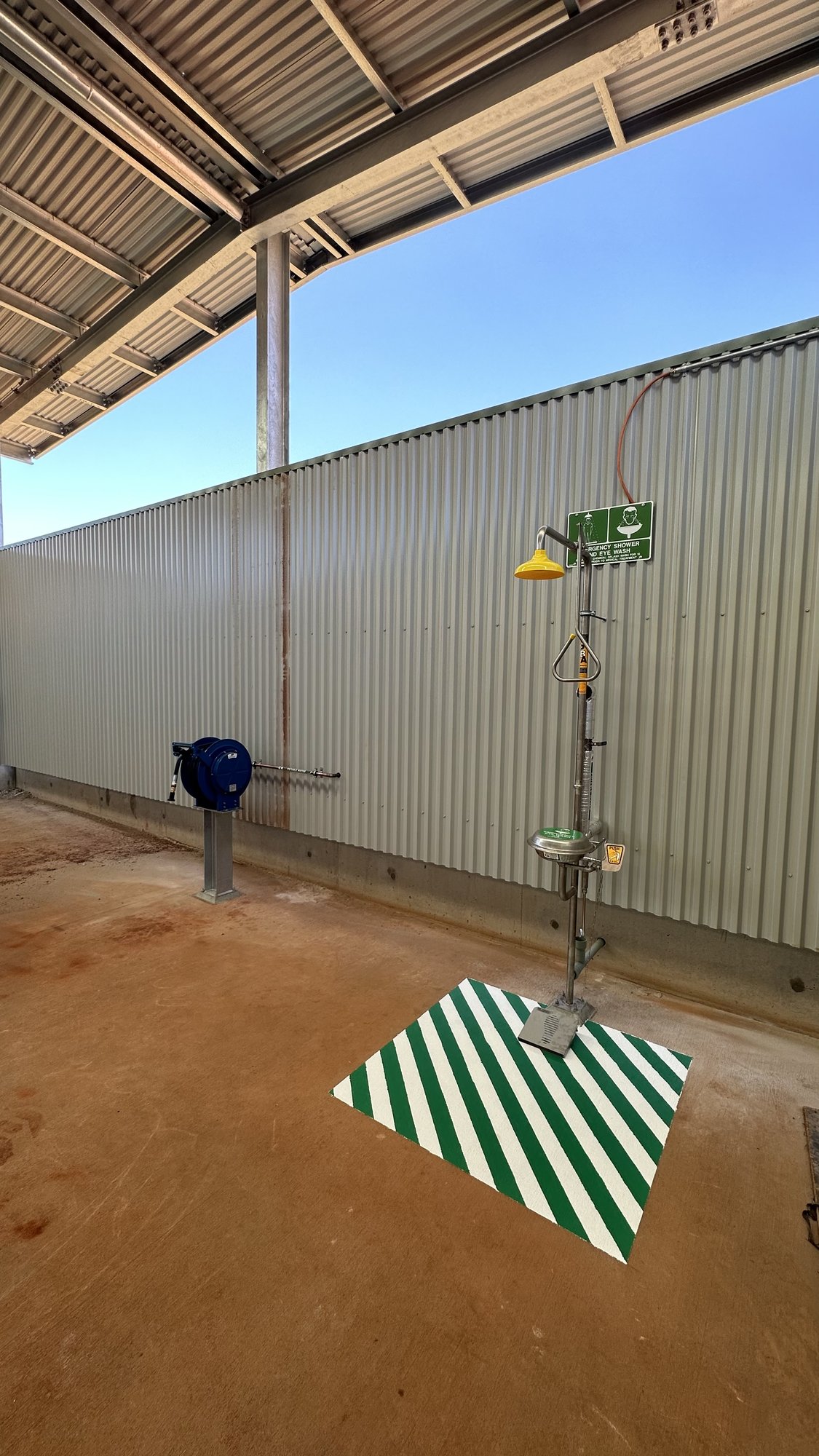 Emergency safety shower, eye-wash station and hose reel installed by WA Plumbing